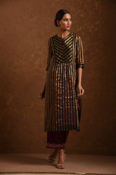 Noorie Black-Gold and Wine Kurta Set Fashion Priti Prashant 