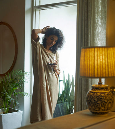 Oatmeal Kaftan Fashion Khara Kapas