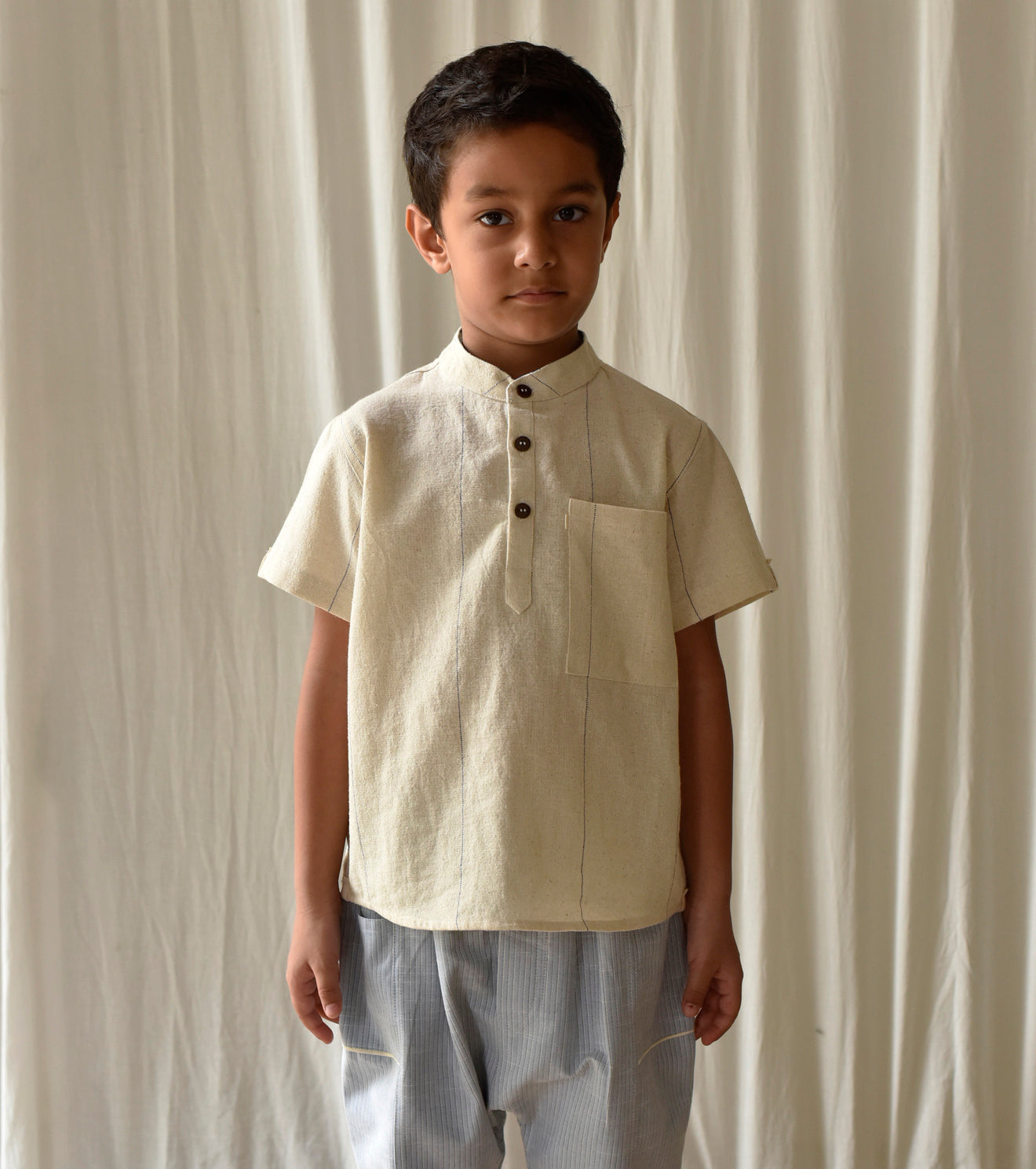 Oatmeal Stripes Shirt Fashion Khara Kapas Kids