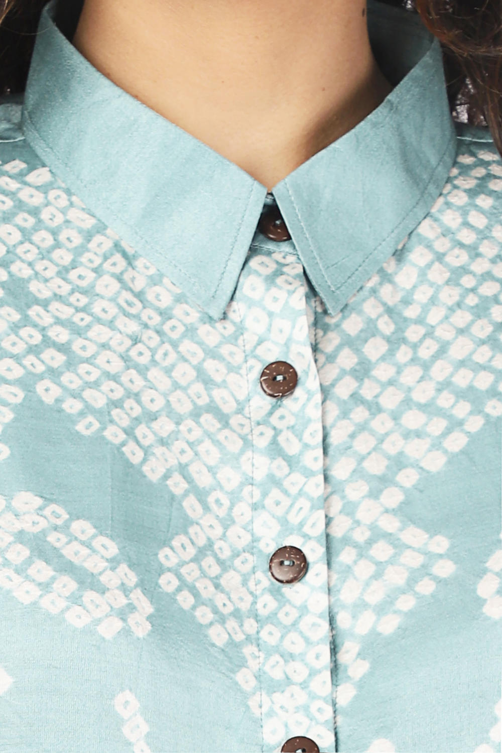 Ocean Blue Hand-Done Bandhani Floral Shirt Fashion The Pot Plant