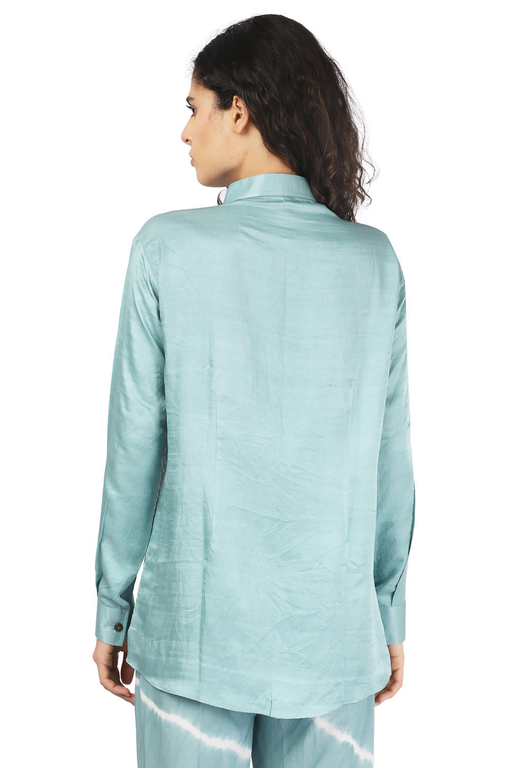 Ocean Blue Hand-Done Bandhani Floral Shirt Fashion The Pot Plant