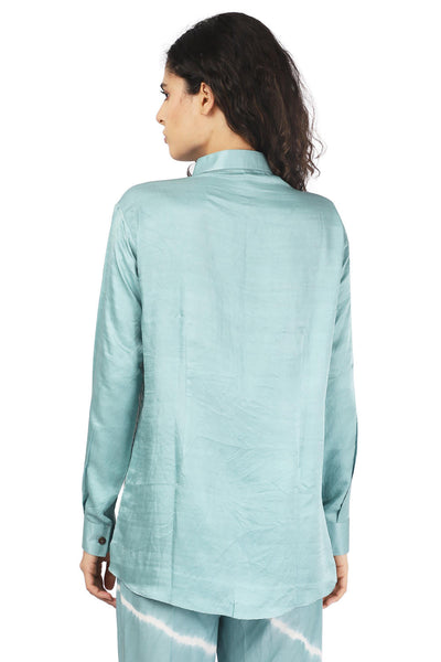 Ocean Blue Hand-Done Bandhani Floral Shirt Fashion The Pot Plant