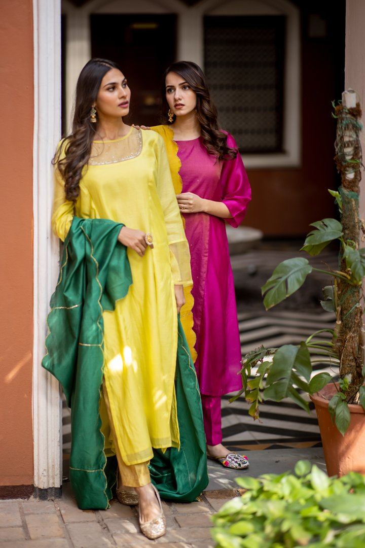 Ochre & Hot Pink Kurta Set Fashion Juanita 