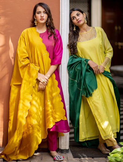 Ochre & Hot Pink Kurta Set Fashion Juanita 