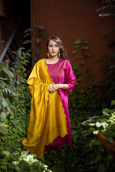 Ochre & Hot Pink Kurta Set Fashion Juanita 