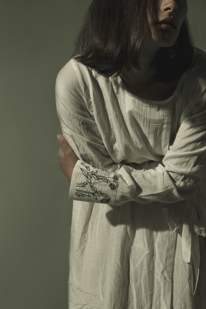 Off-white Cotton Silk Wrap Dress Fashion Juanita 