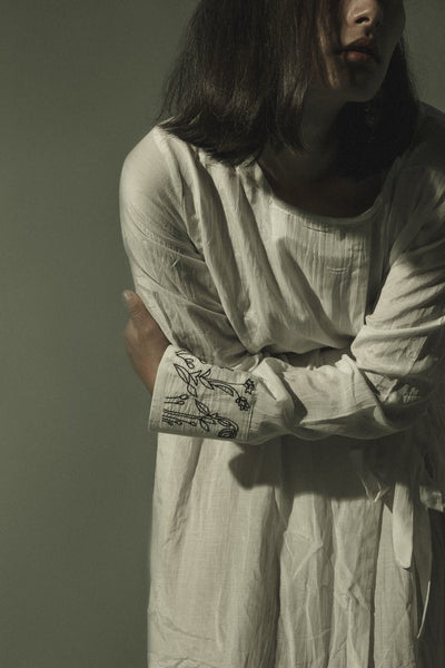 Off-white Cotton Silk Wrap Dress Fashion Juanita 