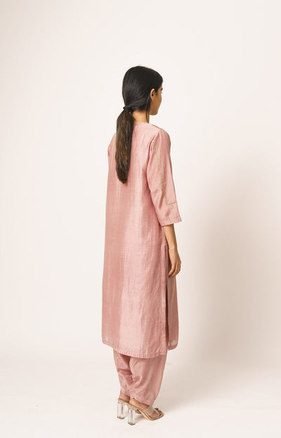 Old Rose Aayat Cotton Silk Kurta and Pant Set Fashion DOT
