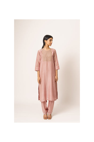 Old Rose Aayat Cotton Silk Kurta and Pant Set Fashion DOT