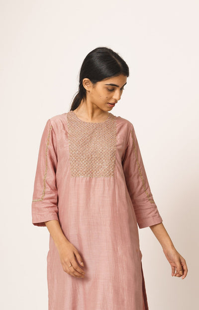 Old Rose Aayat Cotton Silk Kurta and Pant Set Fashion DOT