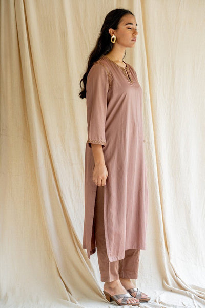 Old Rose Chaand Kurta Set Fashion Nirjara