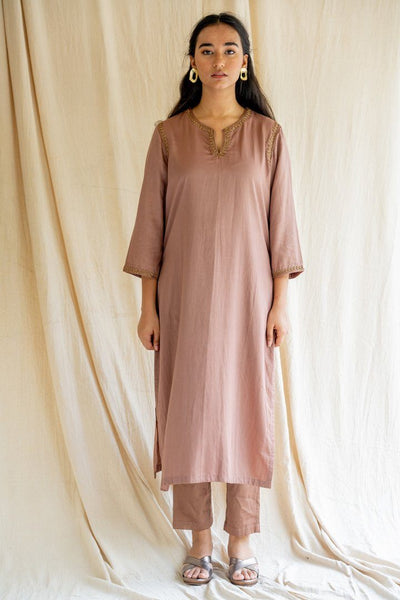 Old Rose Chaand Kurta Set Fashion Nirjara