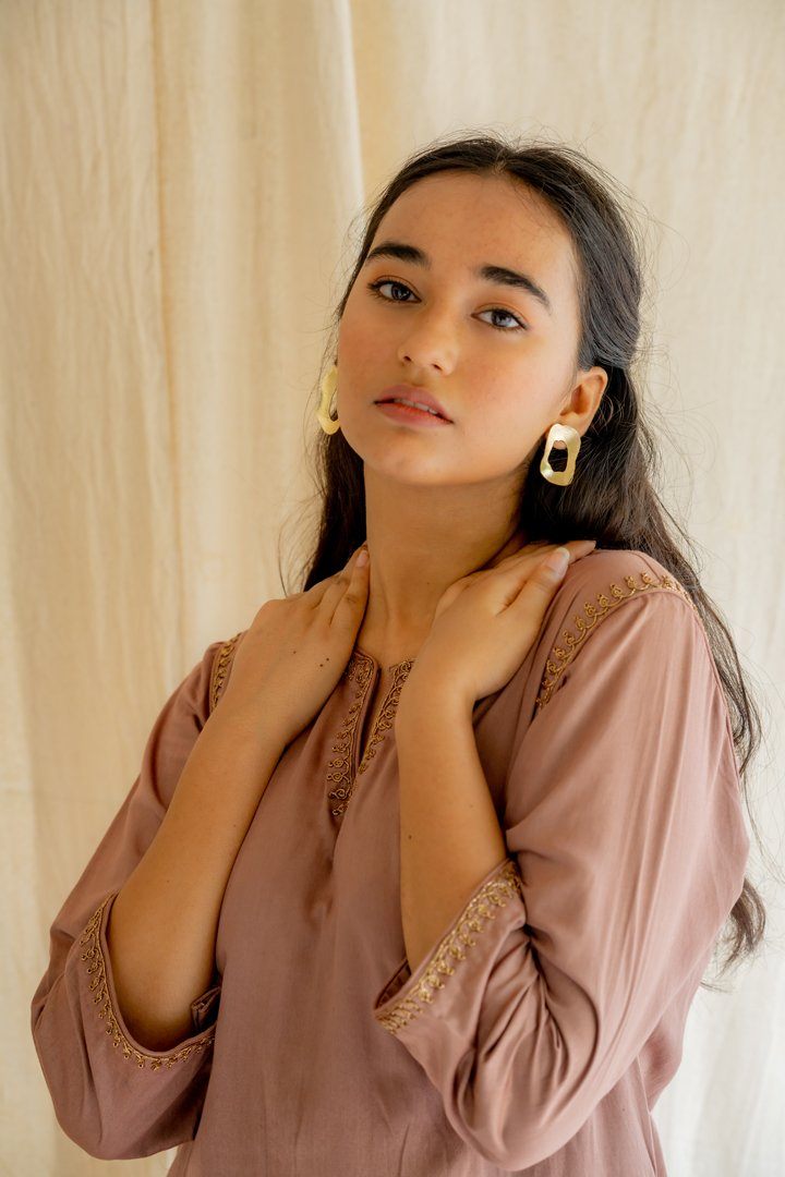 Old Rose Chaand Kurta Set Fashion Nirjara