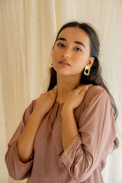 Old Rose Chaand Kurta Set Fashion Nirjara