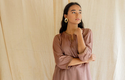 Old Rose Chaand Kurta Set Fashion Nirjara