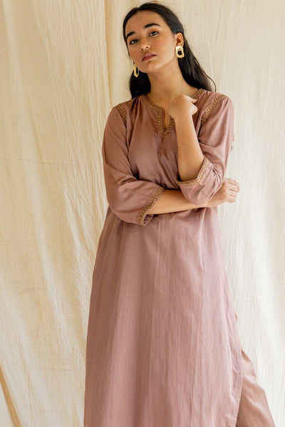Old Rose Chaand Kurta Set Fashion Nirjara