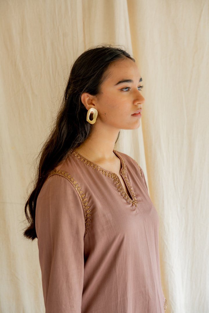 Old Rose Chaand Kurta Set Fashion Nirjara