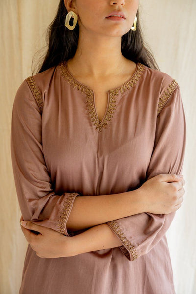 Old Rose Chaand Kurta Set Fashion Nirjara