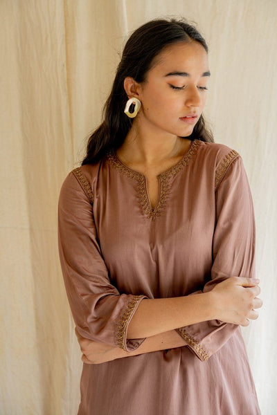 Old Rose Chaand Kurta Set Fashion Nirjara