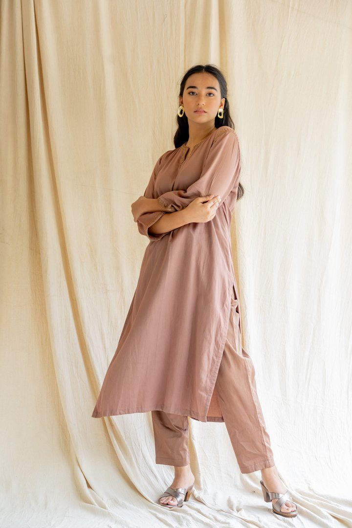 Old Rose Chaand Kurta Set Fashion Nirjara