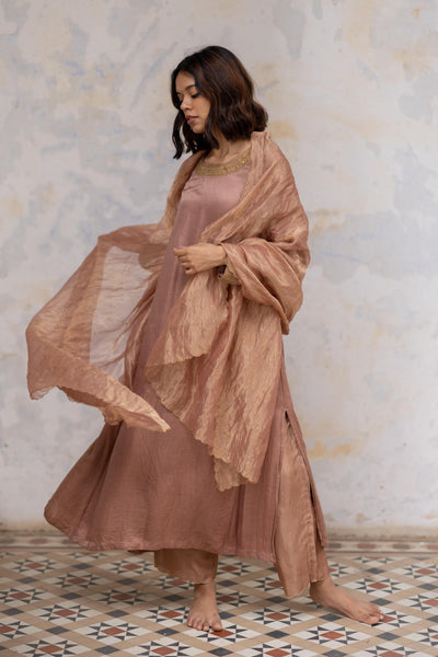 Old Rose Gulbadan Tissue Odhani Fashion Nirjara