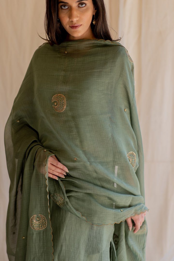 Olive Chaand Odhani Fashion Nirjara