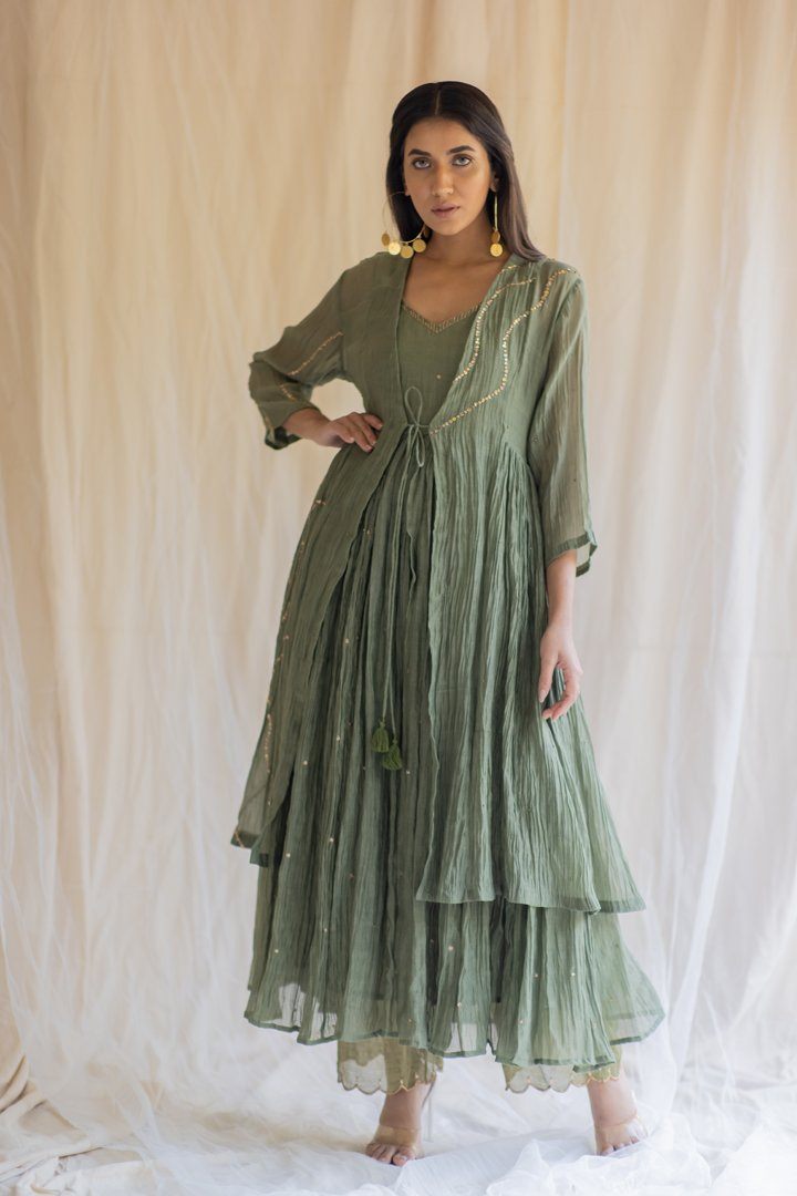 Olive Nasim Jama and Shameez Fashion Nirjara