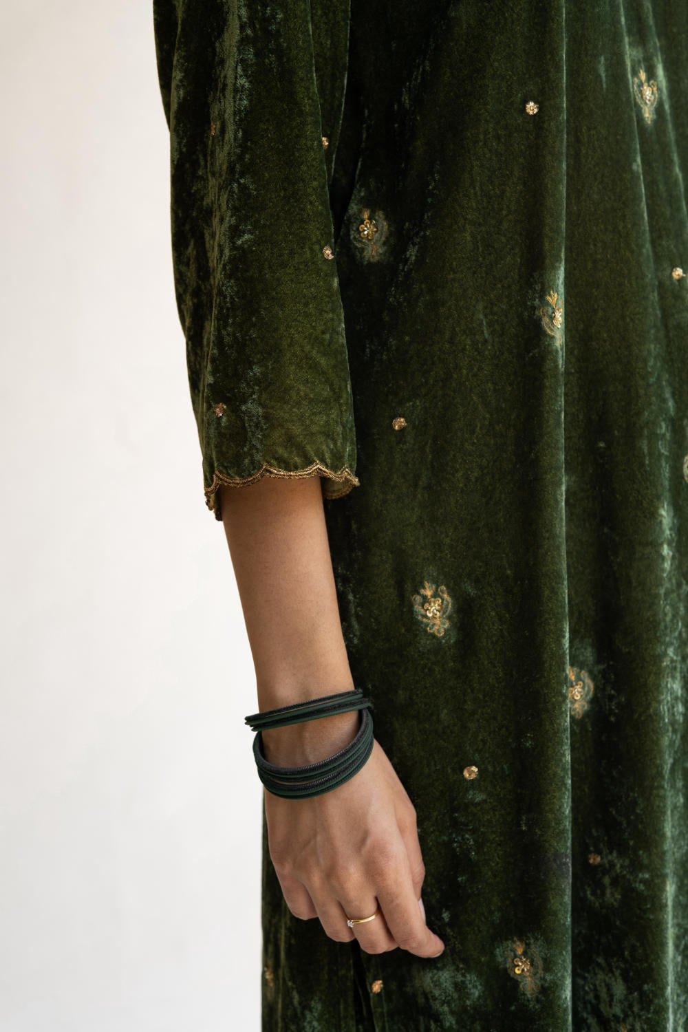 Olive Noorah Velvet kurta set Fashion Nirjara