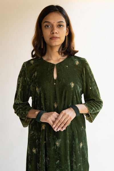 Olive Noorah Velvet kurta set Fashion Nirjara