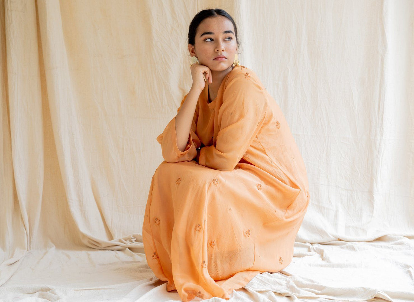 Orange Abha Kurta Set Fashion Nirjara