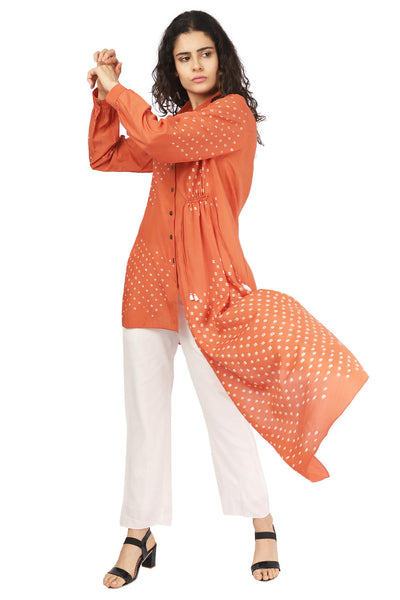 Orange Hand Done Bandhani Drape Shirt Fashion The Pot Plant