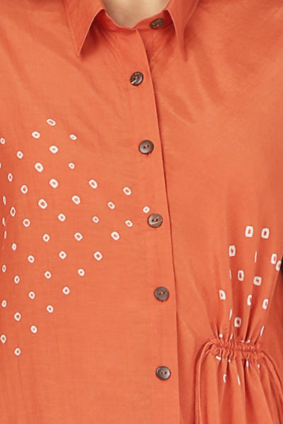 Orange Hand Done Bandhani Drape Shirt Fashion The Pot Plant
