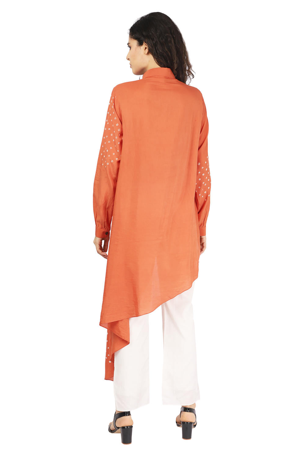 Orange Hand Done Bandhani Drape Shirt Fashion The Pot Plant