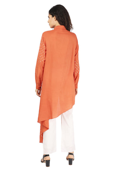 Orange Hand Done Bandhani Drape Shirt Fashion The Pot Plant