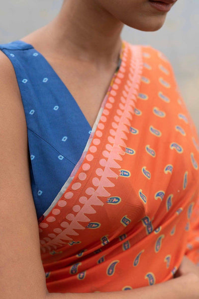 ORANGE PAISLEY SAREE Fashion YAM