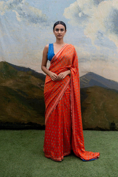ORANGE PAISLEY SAREE Fashion YAM
