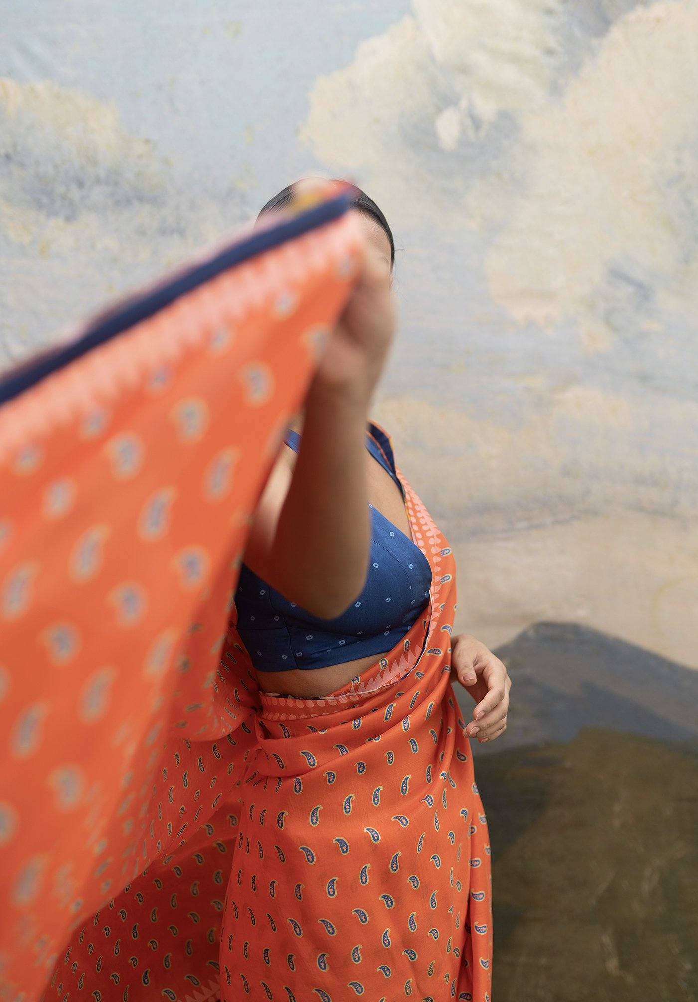 ORANGE PAISLEY SAREE Fashion YAM