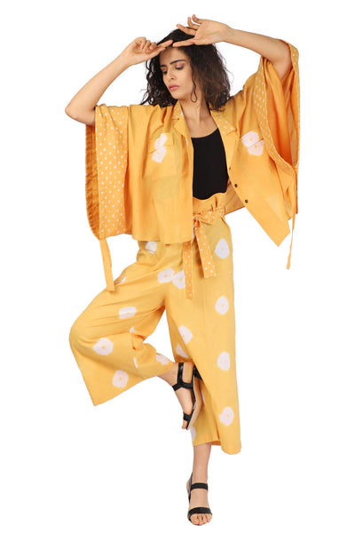 Paperbag Mustard Hand Done Shibori And Bandhani Co-ord Fashion The Pot Plant