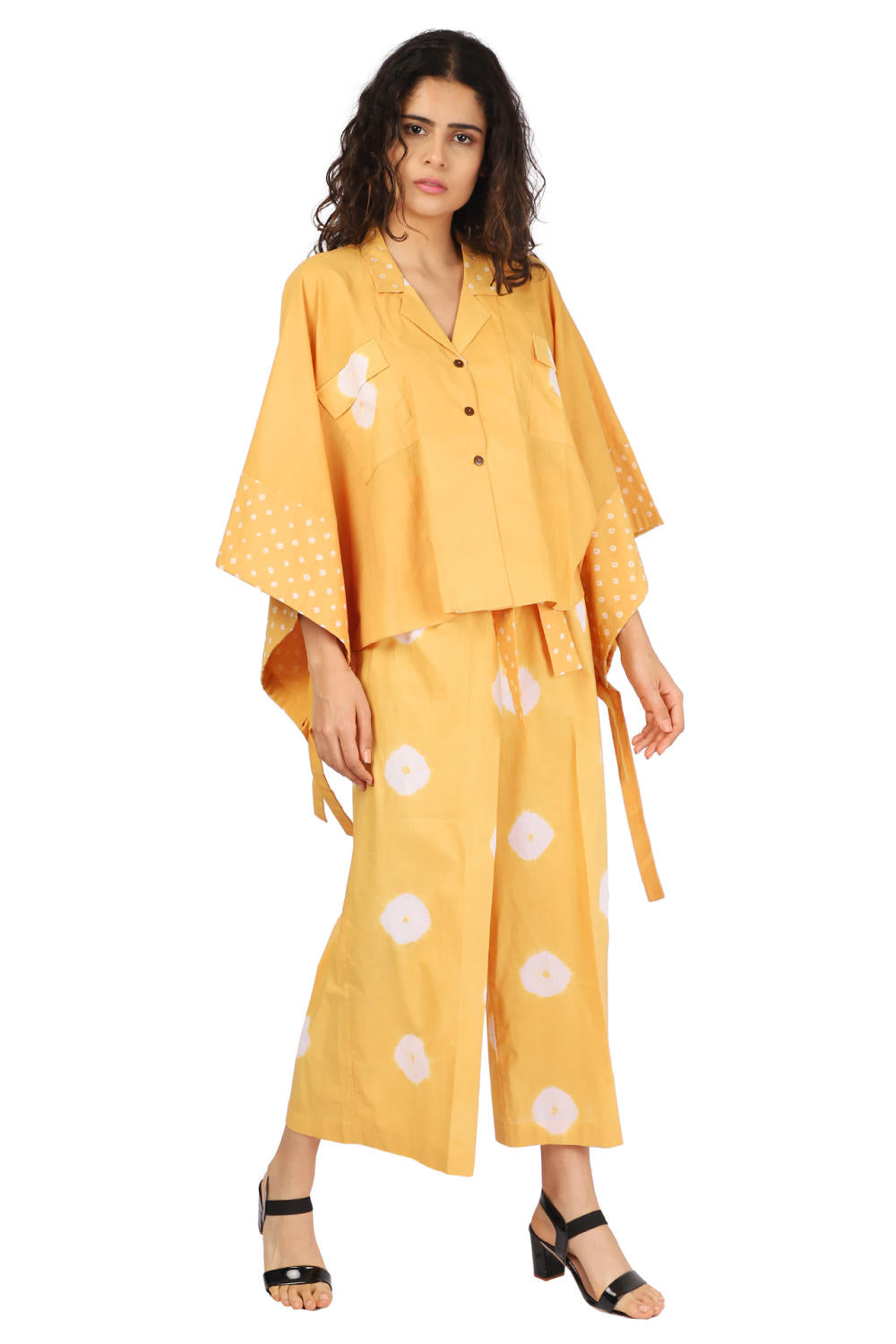 Paperbag Mustard Hand Done Shibori And Bandhani Co-ord Fashion The Pot Plant
