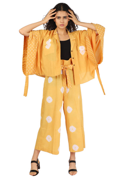 Paperbag Mustard Hand Done Shibori And Bandhani Co-ord Fashion The Pot Plant
