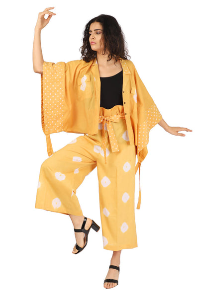 Paperbag Mustard Hand Done Shibori And Bandhani Co-ord Fashion The Pot Plant