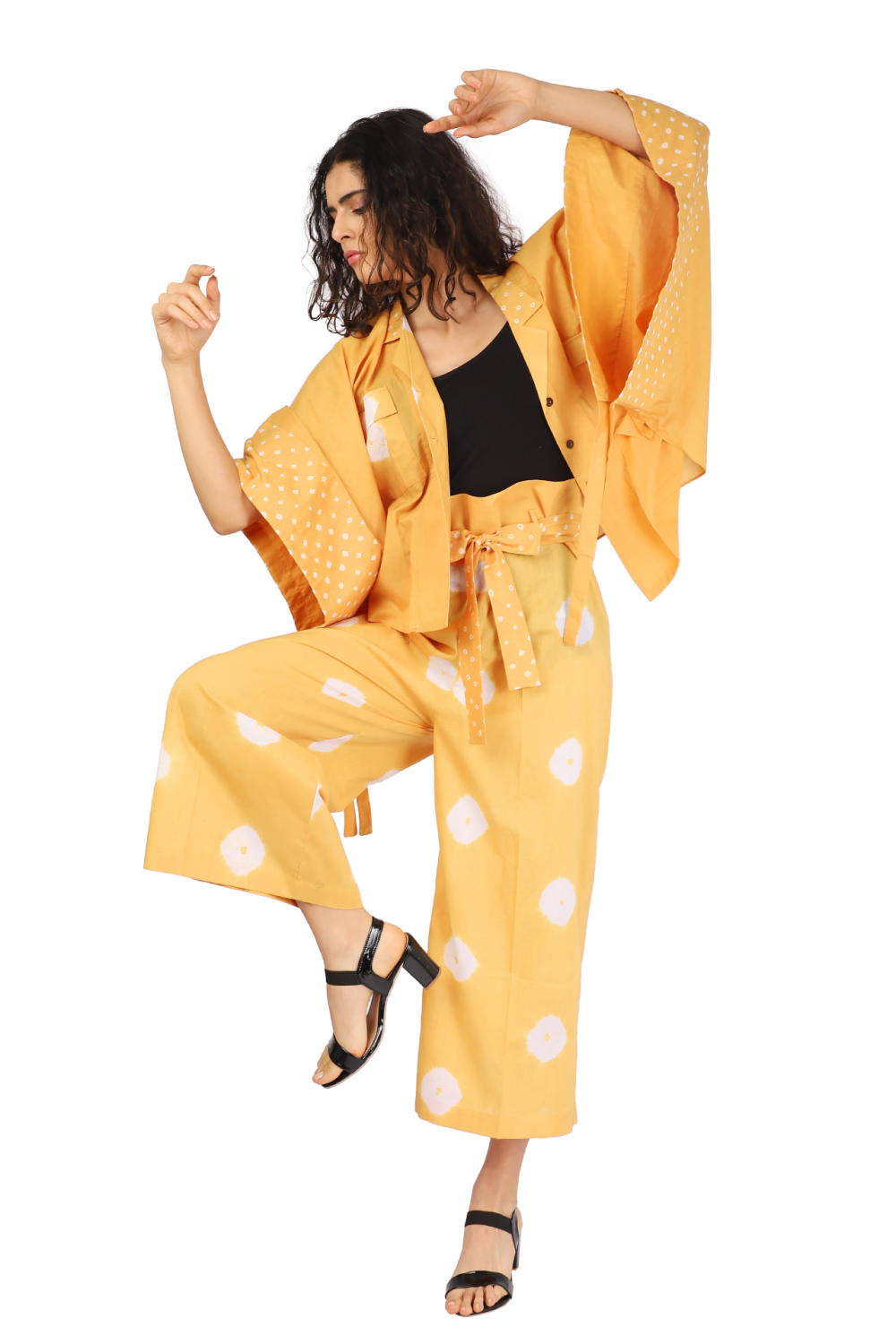 Paperbag Mustard Hand Done Shibori And Bandhani Co-ord Fashion The Pot Plant