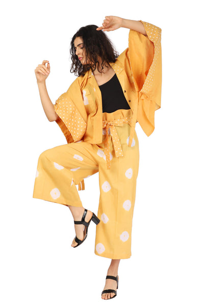 Paperbag Mustard Hand Done Shibori And Bandhani Co-ord Fashion The Pot Plant