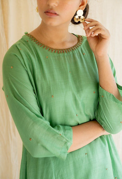 Parrot Green Abha Kurta Set Fashion Nirjara