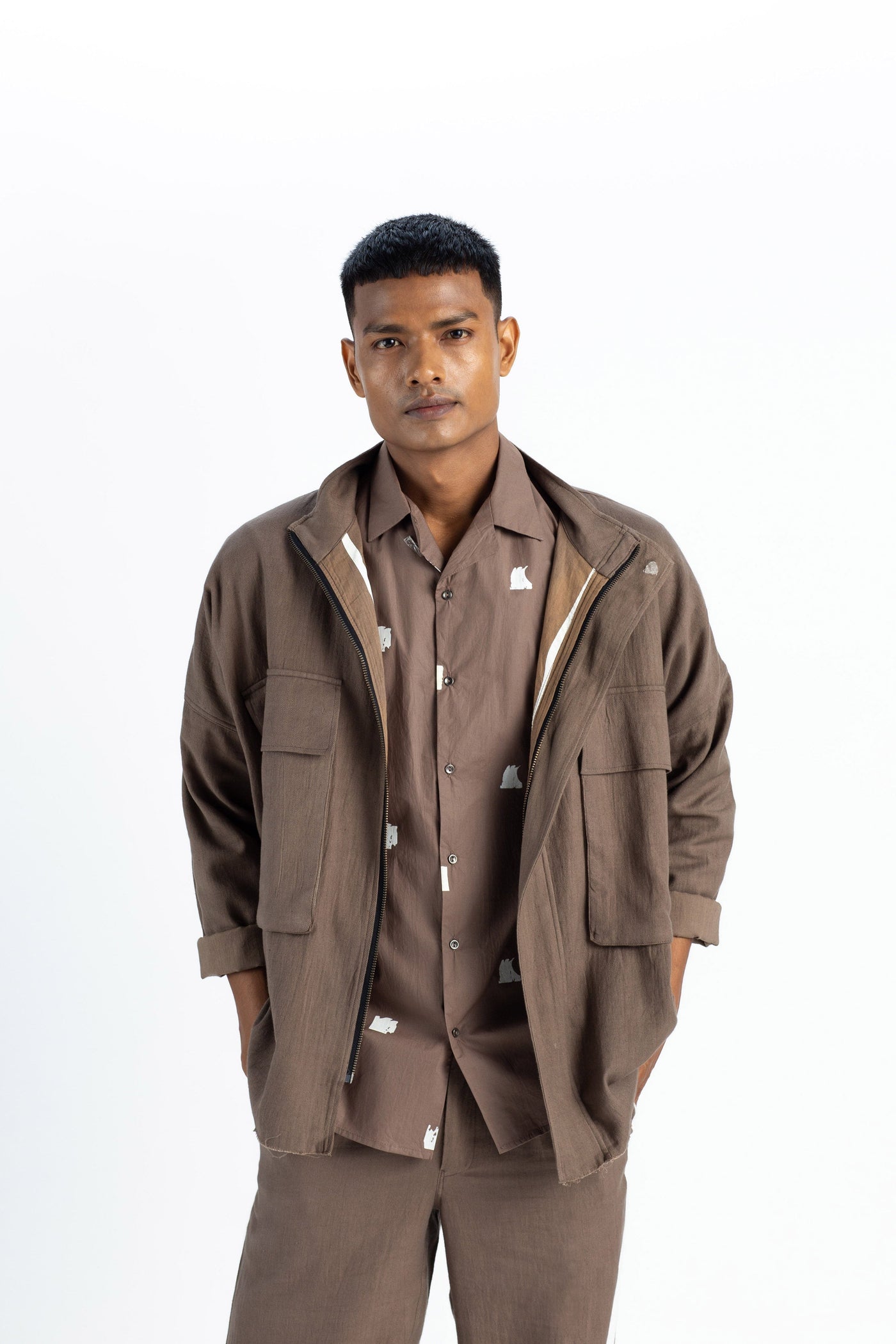 Patch Pocket Jacket Co-Ord-Cedar ( SET OF 3) Men THREE Men 