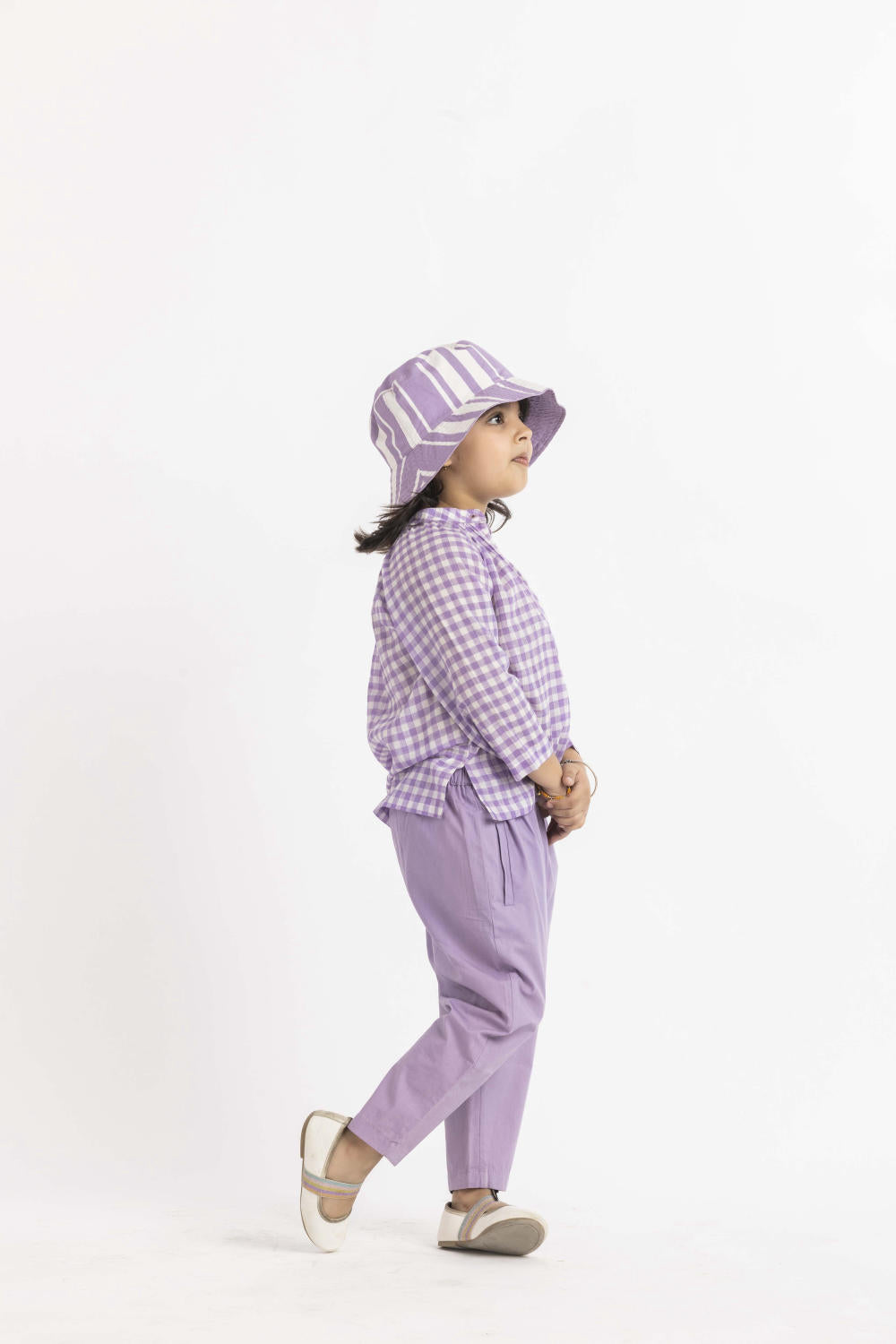 Peasant Top Co-ord Lavender Check Kids THREE Kids 