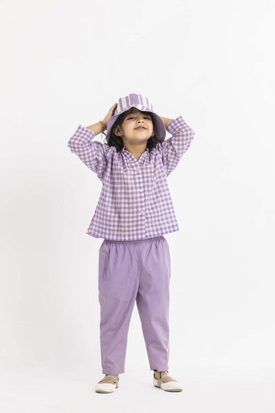 Peasant Top Co-ord Lavender Check Kids THREE Kids 