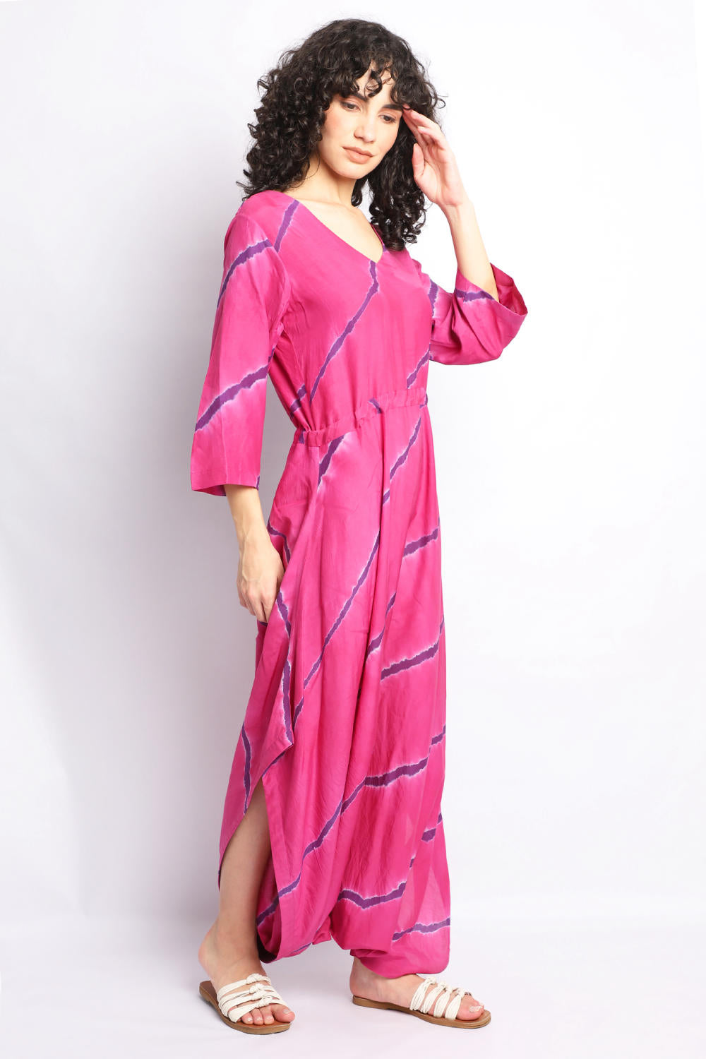 PINK AND BLUE DRAPE JUMPSUIT Fashion The Pot Plant