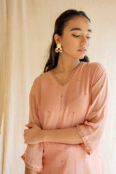 Pink Peach Baad Kurta Set Fashion Nirjara