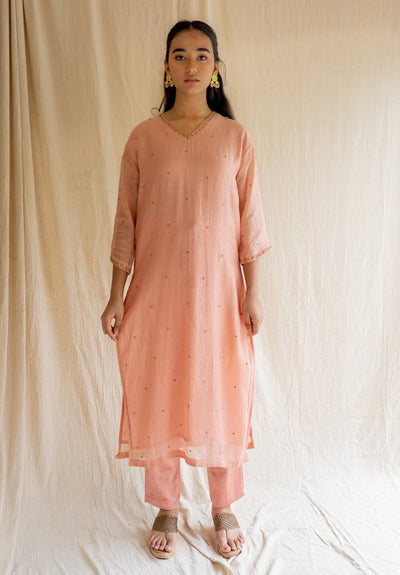 Pink Peach Baad Kurta Set Fashion Nirjara